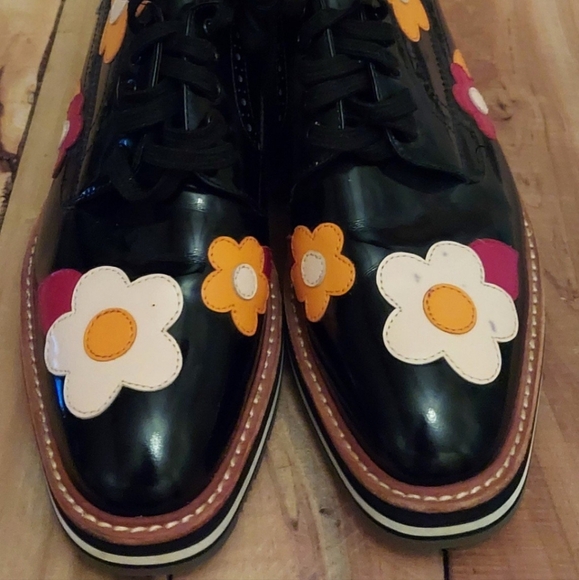 black oxford lace-up platform wedge flower Gaby Studio - Picture 3 of 8